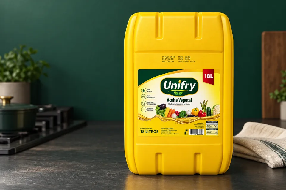 Envase Unifry de 18 litros en una cocina